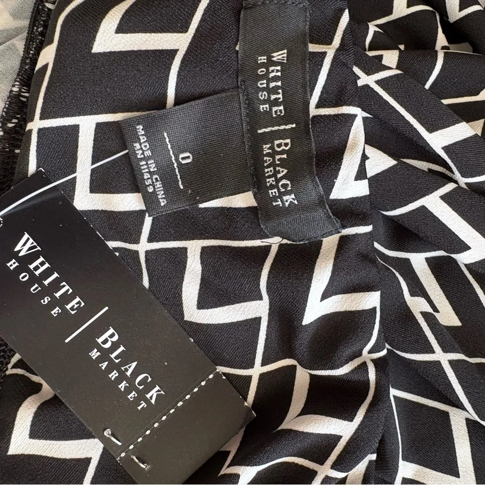WHBM Black and White Geometric Print Dress Size 0